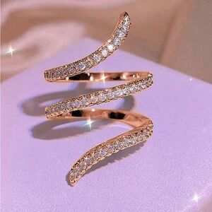 NEW! Rose Gold-Tone Crystal Bypass Ring